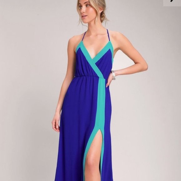 Lulus Dresses & Skirts - Lulus Wedding vacation dress blue Greece maxi